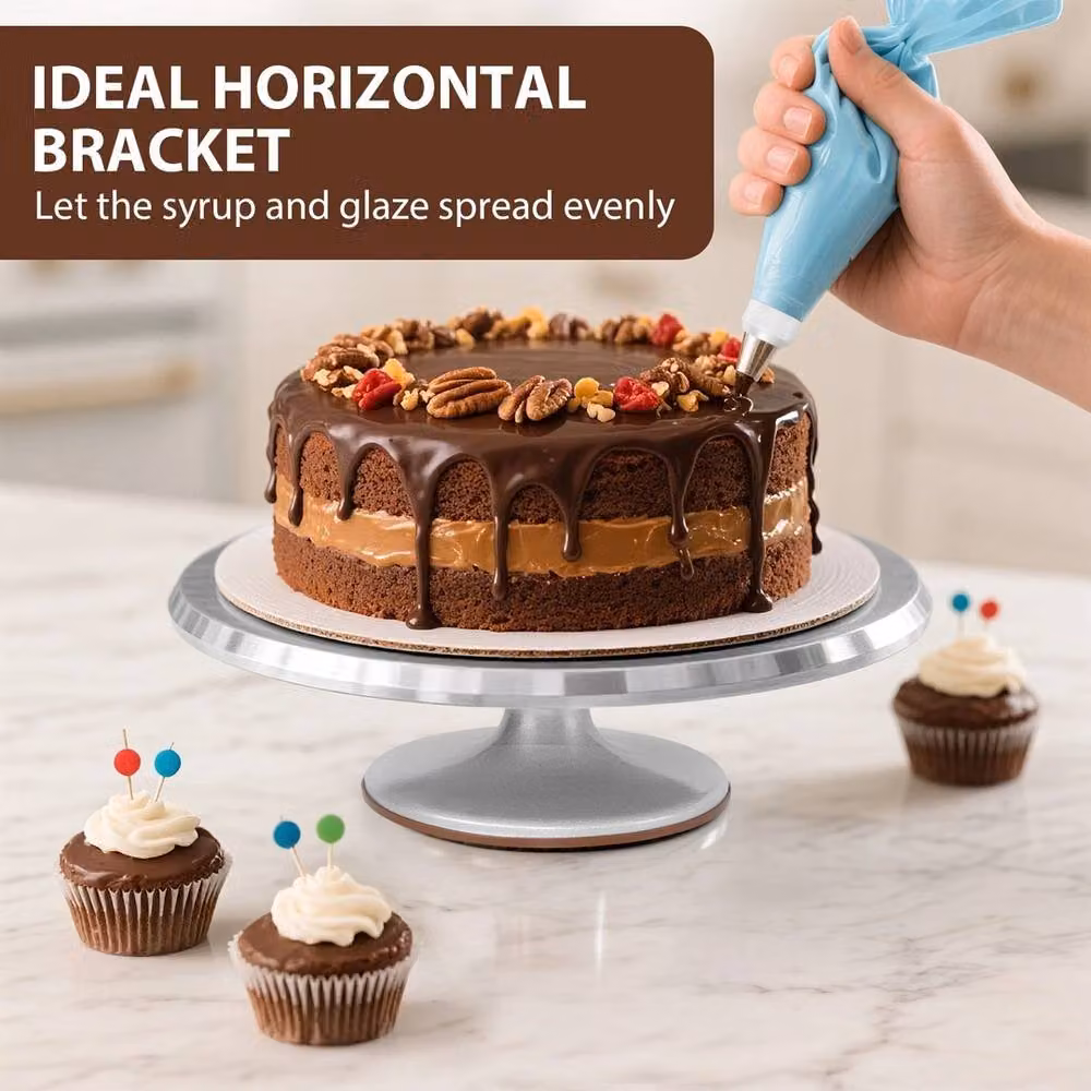 VOGREX Silver Aluminium Rotating Cake Turntable, Diameter: 30.48 cm – 4
