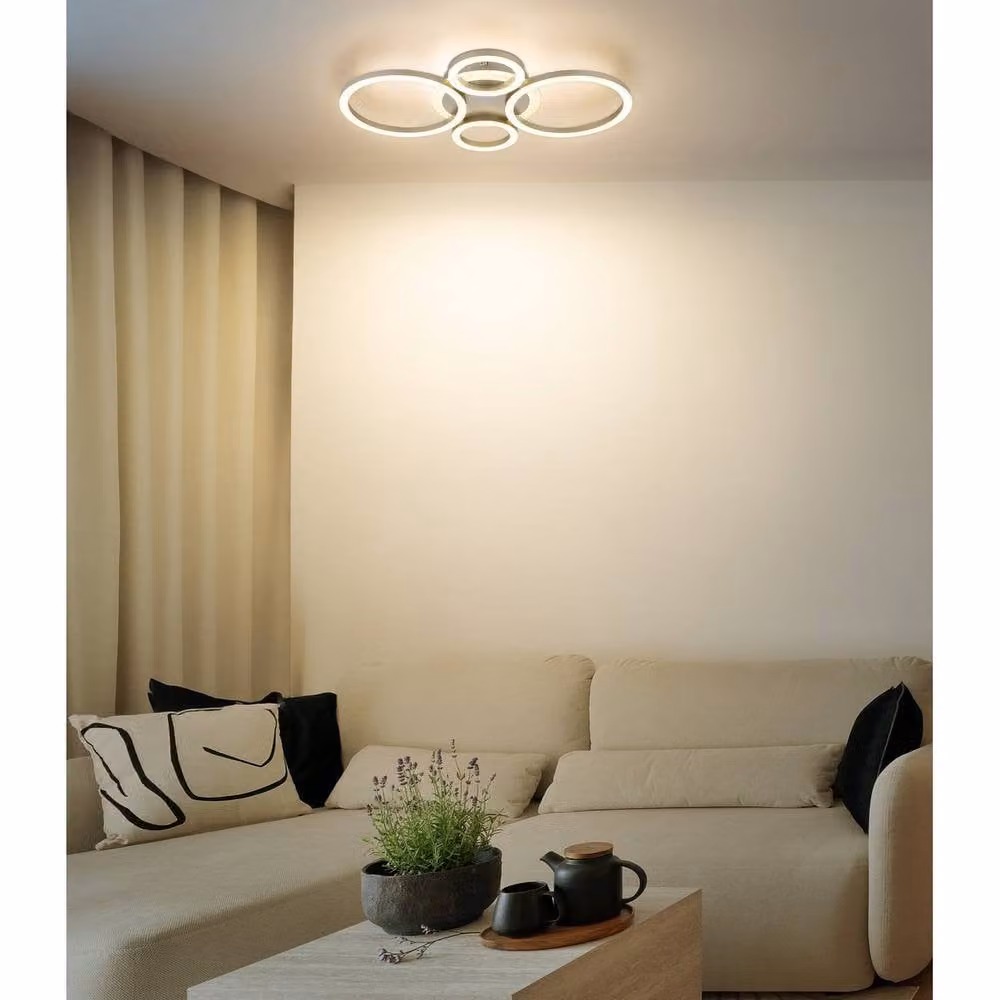 Netlighting Loretta Semi Flush Ceiling Light in Brown and Gold/Brass with LED – 2