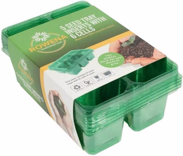 KDMD 2 Pack of Green Plastic 6-Cell Seed Trays and Planters for Vegetable, Ornamental and Herb Gardens