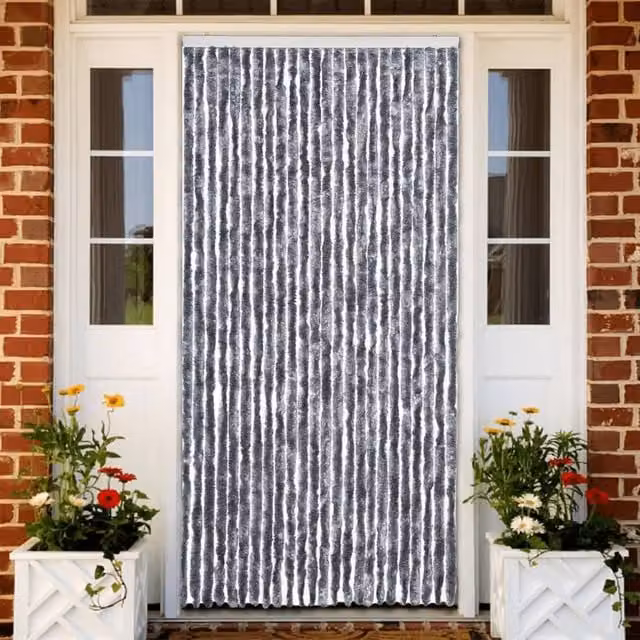 Berkfield Home Silver Chenille Insect Curtain, W: 100 cm, H: 220 cm