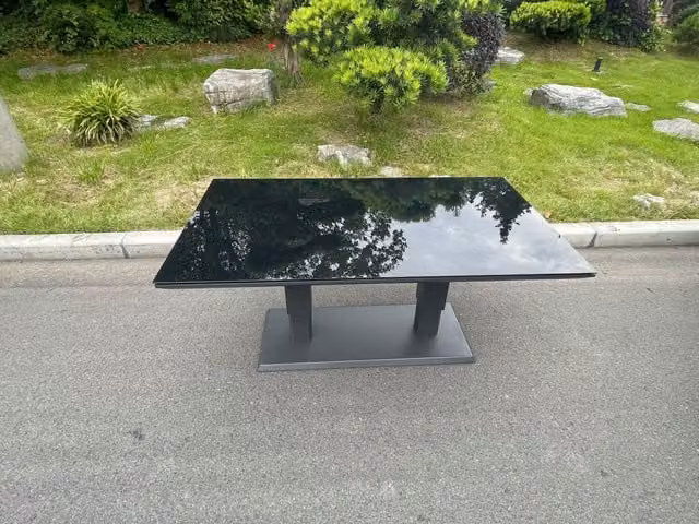 Fimous Dark Grey Aluminum Adjustable Height Garden Dining or Coffee Table