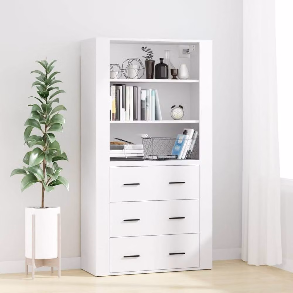 Berkfield Home Modern Matt White MDF Highboard W/D/H: 150 x 33 x 80 cm