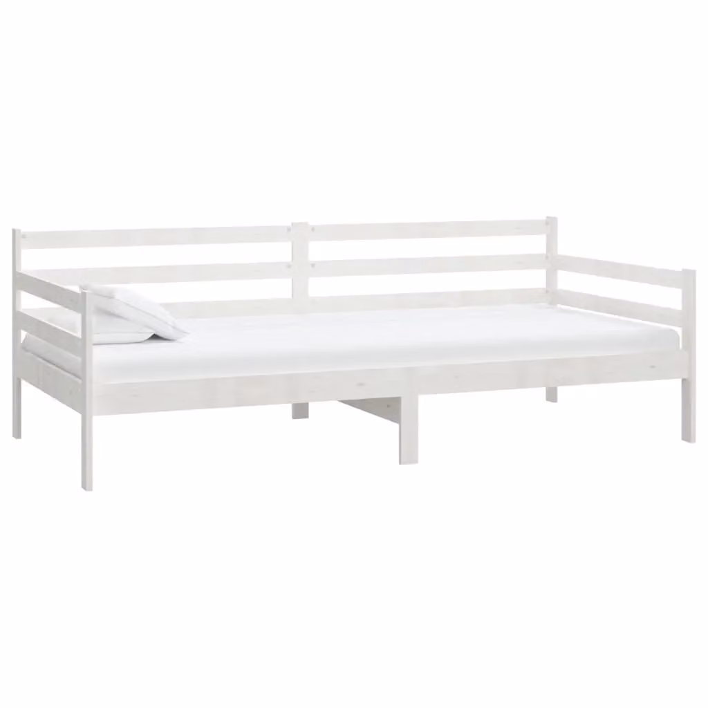 Berkfield Home White Solid Pinewood Day Bed W/D/H: 90 x 200 cm – 2