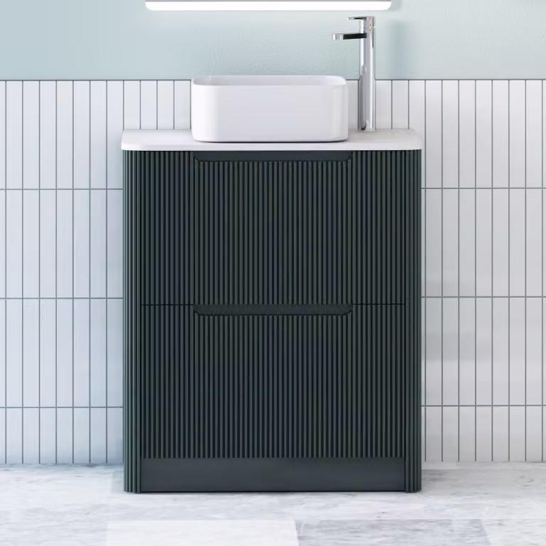 Royal Bathrooms Avenza Floor Standing Vanity Unit with Elena Basin, Moss Green and White, Depth: 60 cm