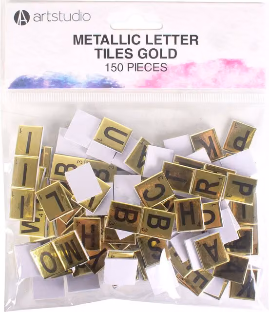 Artstudio Pack of 150 Metallic Letter Tiles in Gold