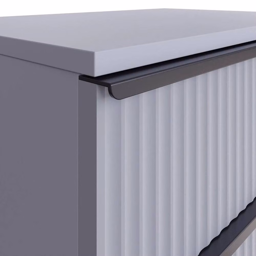 FLAVORA Grey and Black 3 Drawer Metal Chest of Drawers – 3