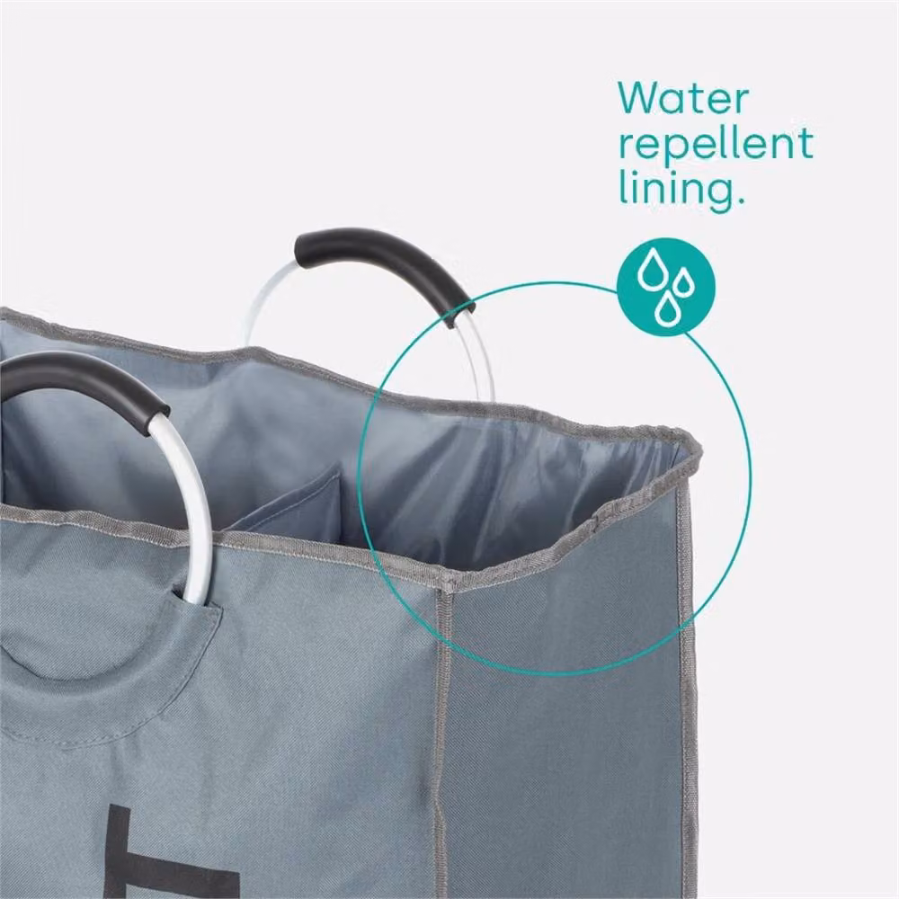 Kelvenix Collapsible Fabric Laundry Basket with Handles in Grey – 4