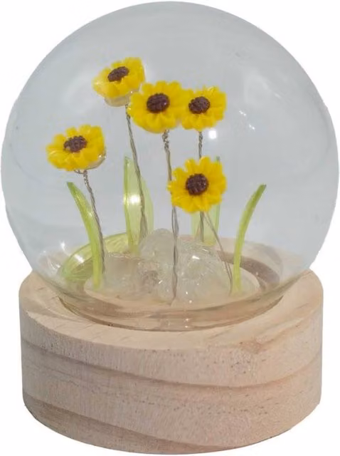 KDMD Floral Glow Garden Dome with 5 Sunflowers and LED Light in Yellow