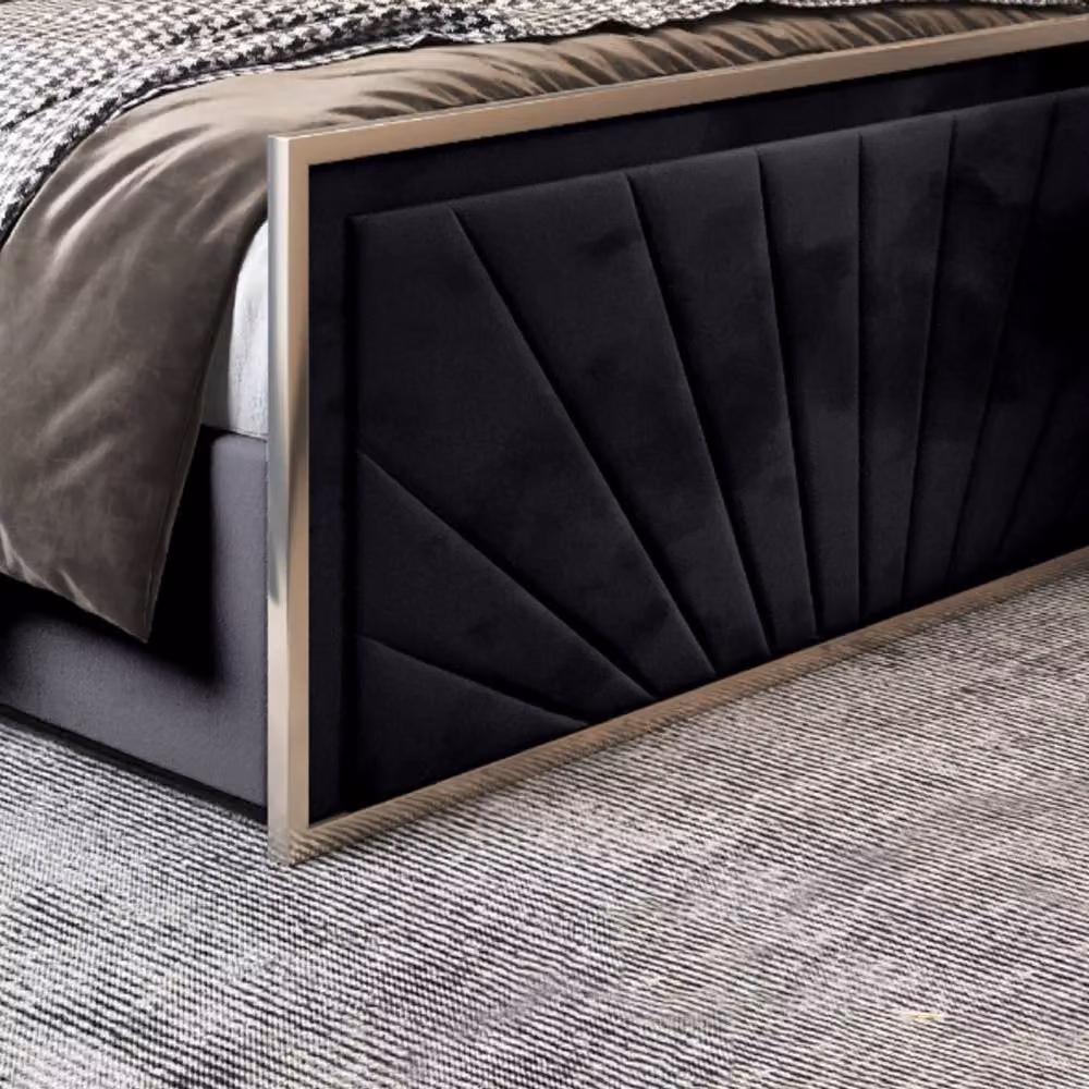 KDMD Waddington King Size Upholstered Velvet Designer Bed Frame in Black – 4
