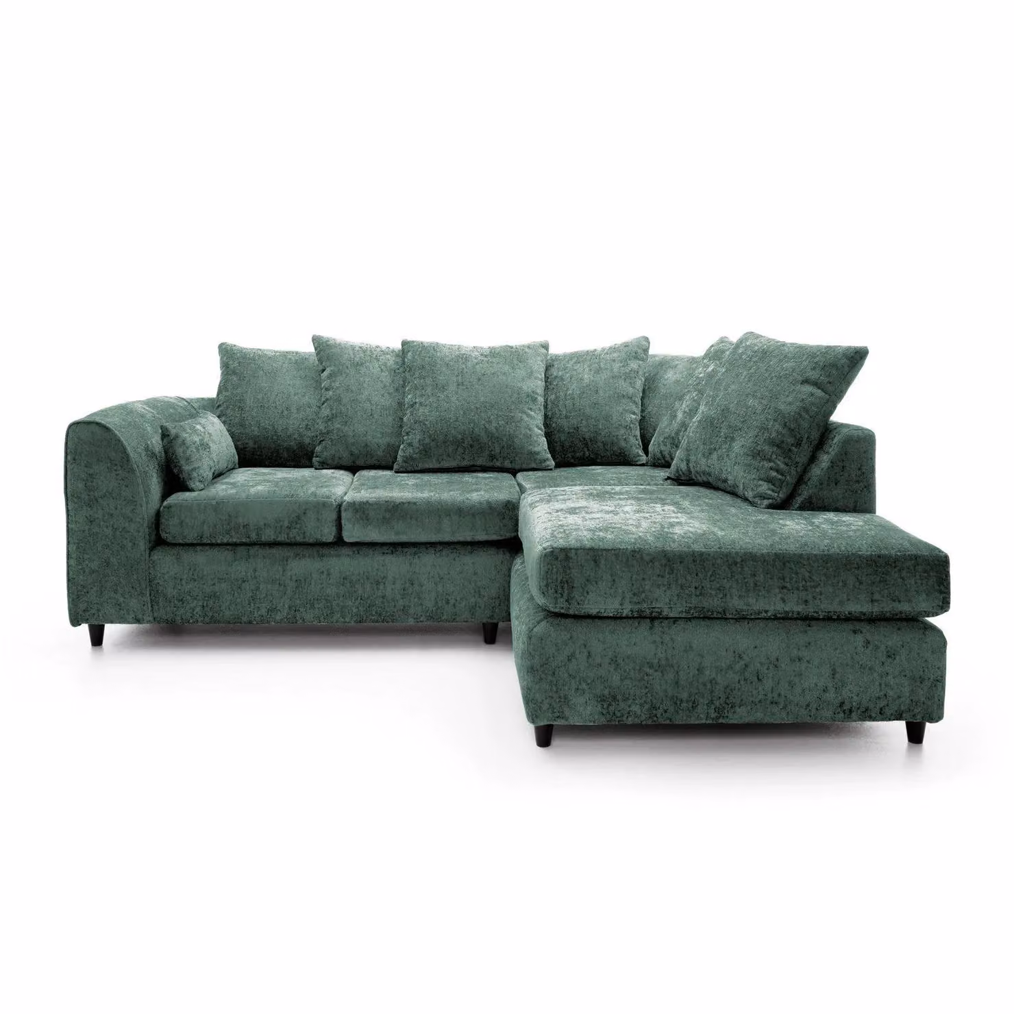 Abakus Direct Harriet Right Facing Corner Sofa in Green Crushed Chenille – 2