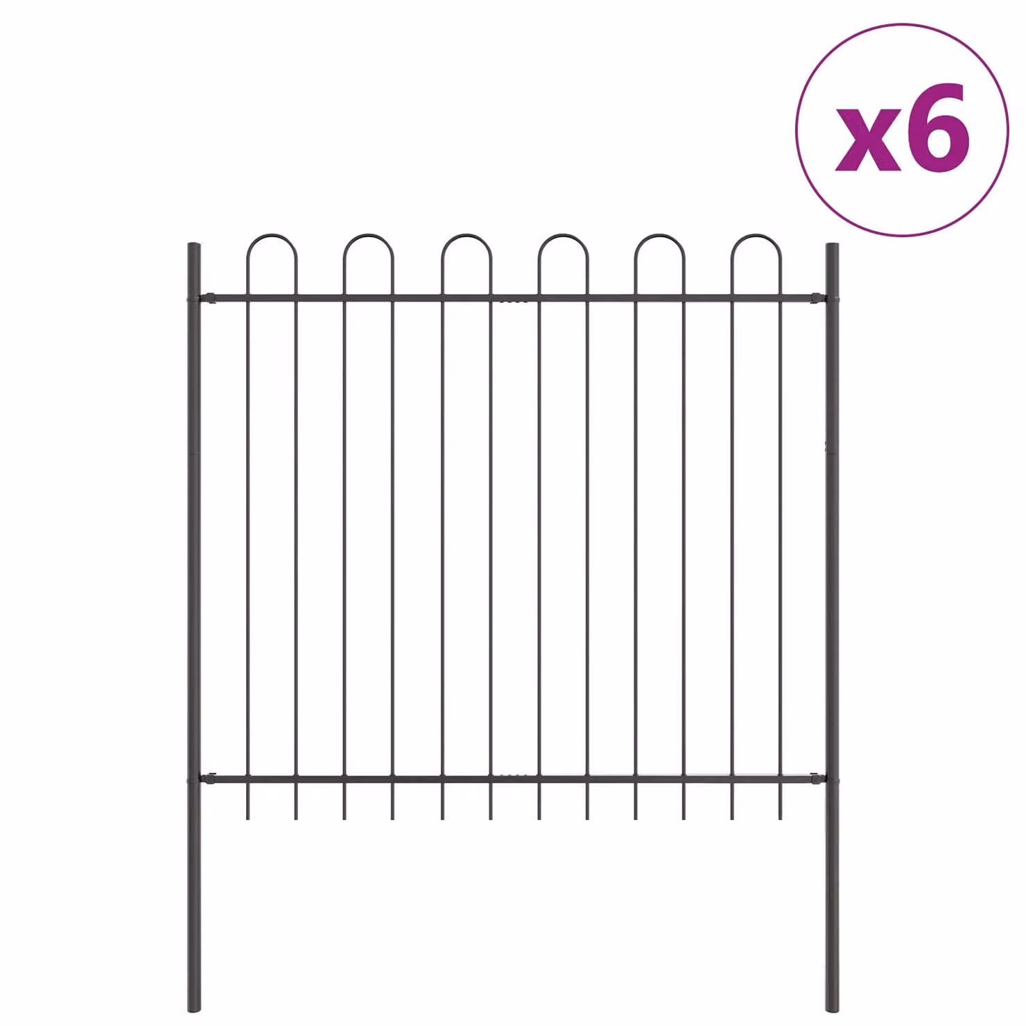 Berkfield Home Garden Steel Hoop Top Fence in Grey, W: 10.2 m, H: 3.4 m – 2