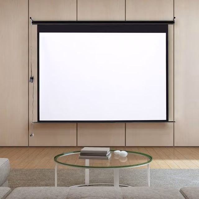 Livingandhome 120 Inch Large Electric Motorised Projector Screen with 4:3 Aspect Ratio in Black and White