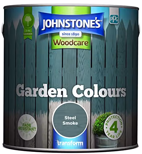 Johnstone's Garden Colours Exterior Wood Paint in Steel Smoke Grey, 2.5L – 2