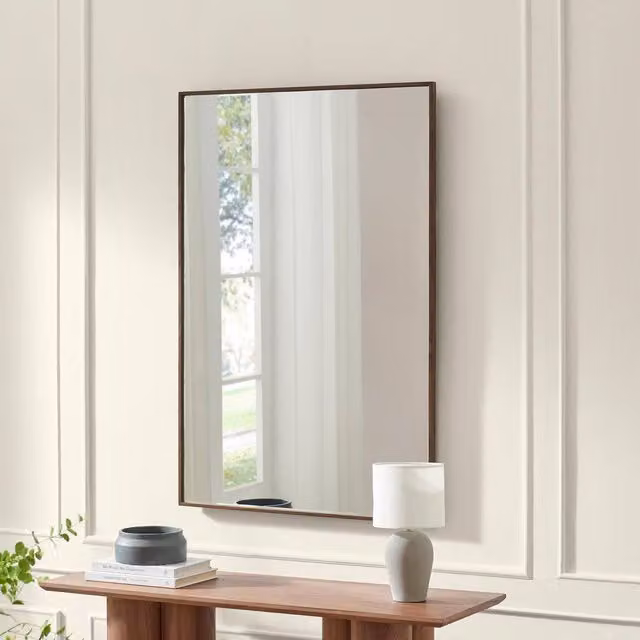 FurnitureboxUK Inga Brown Walnut Wood Rectangular Wall Mirror W: 120 cm, H: 80 cm – 1