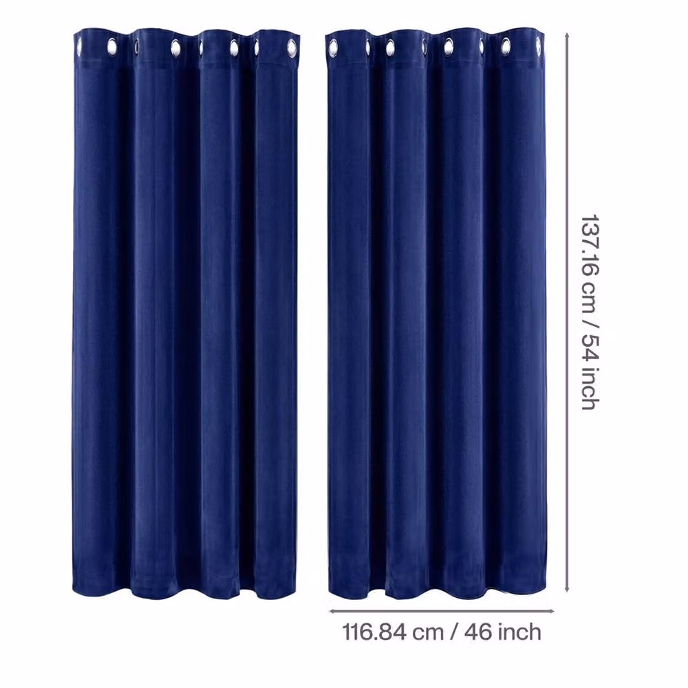 VOGREX Blue Velvet Thermal Blackout Eyelet Curtains – 2