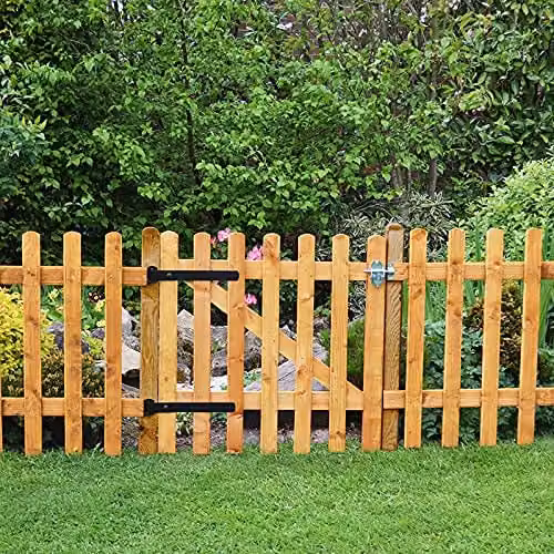 Forest Palisade Wood Fence Panel Pack of 5, White or Brown, H: 183 cm, W: 90 cm – 3