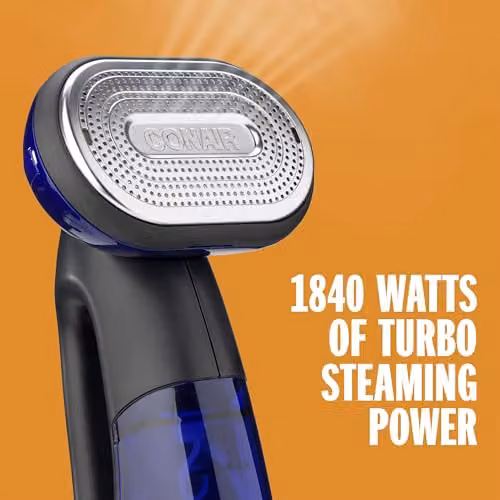 Conair 2-in-1 Handheld Clothes Steamer and Iron with 250ml Detachable Water Tank, Black/Blue, GS108U – 3