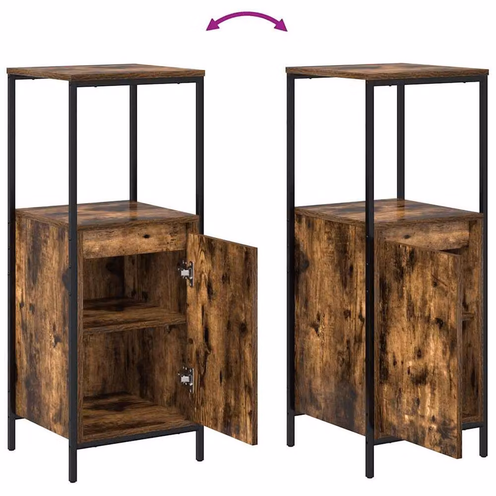Berkfield Home Durable Bathroom Cabinet with Internal Shelves in Smoked Oak Brown, W/D/H: 36 x 35 x 95 cm – 3