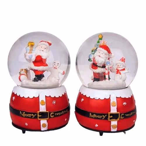 Shatchi Musical Christmas Snowglobe with Santa and Tree Scene in Red, W/D/H: 10 x 10 x 15 cm – 1