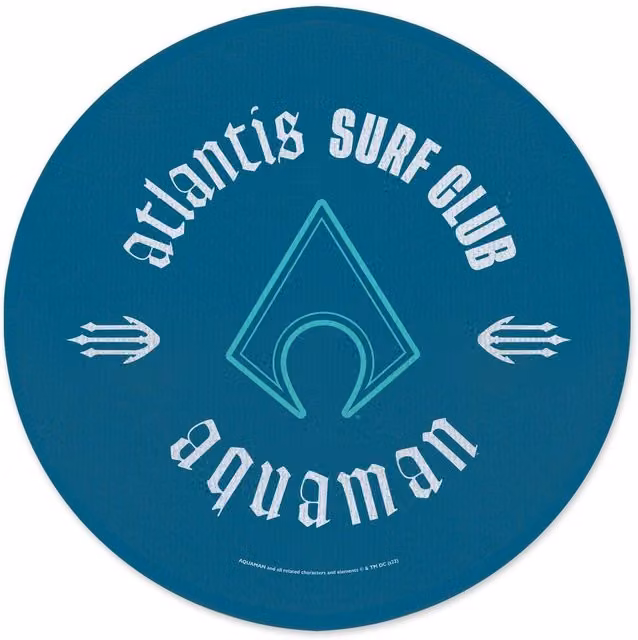 DC Comics Atlantis Surf Club Round Bath Mat in Petrol, Diameter: 70 cm