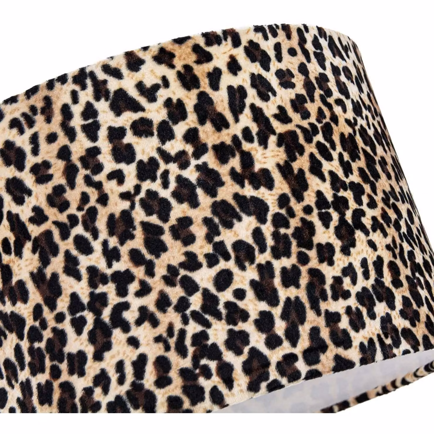 Happy Homewares Leopard Print Velvet Table or Pendant Lamp Shade in Black, Diameter: 30.48 cm – 3