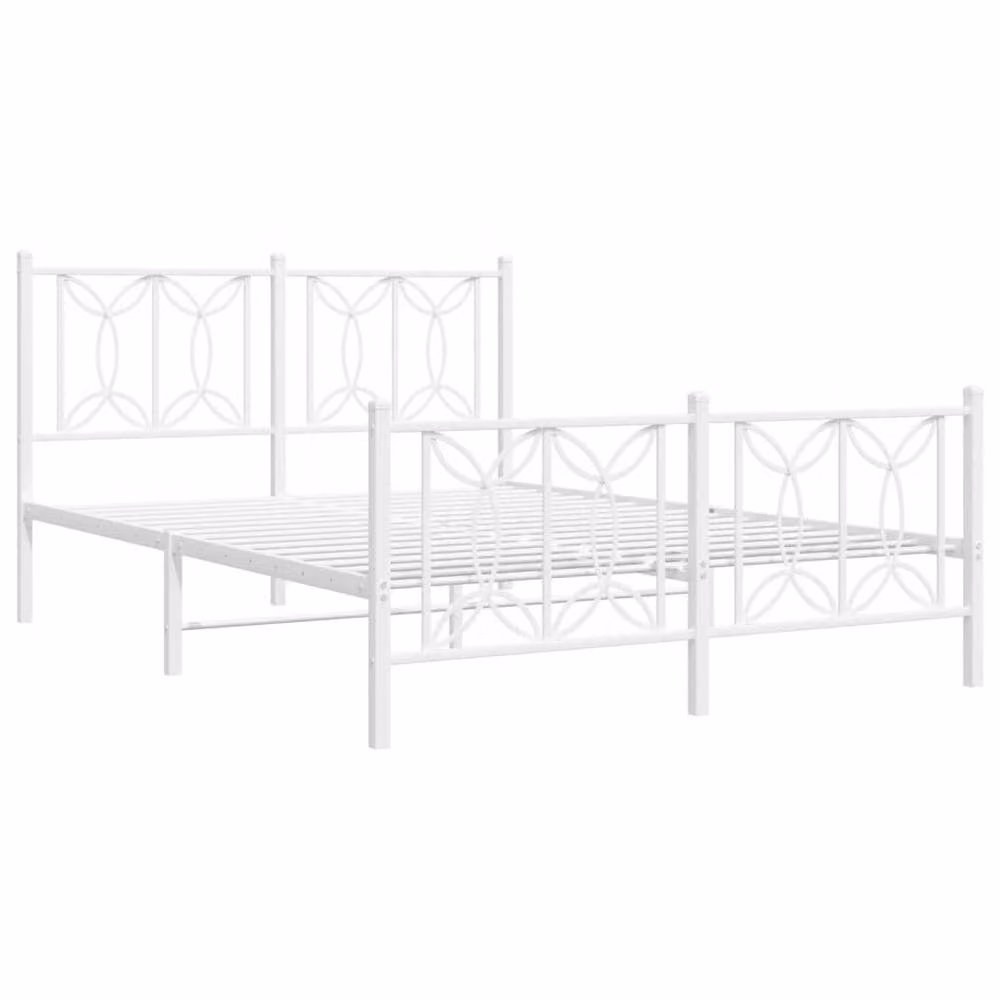 Berkfield Home Metal Bed Frame with Footboard, White, W: 140 cm, D: 200 cm – 3