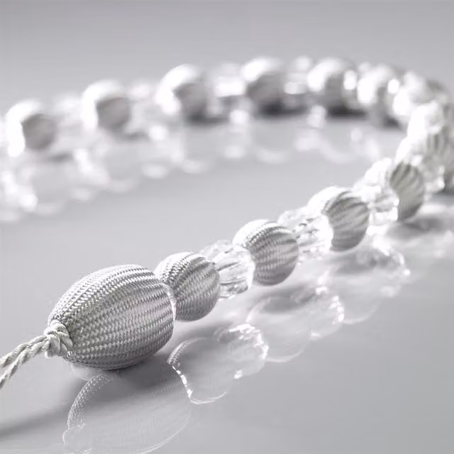 Livinluxury Pair of Silver Beaded Rope Curtain Tie Backs