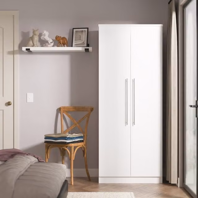 Sherwood Ready Assembled 2ft6in Plain Wardrobe in White Matt