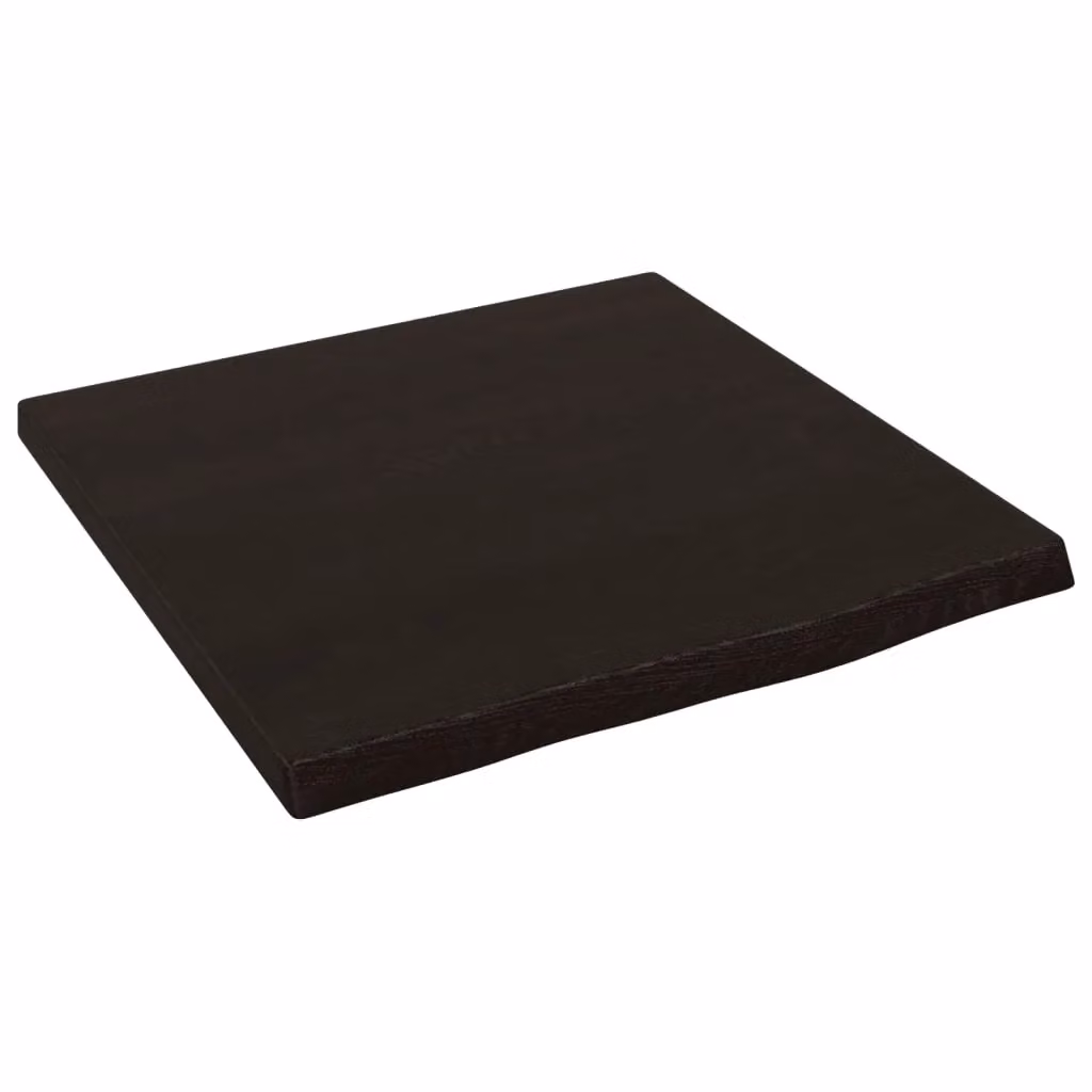 Berkfield Home Treated Solid Wood Bathroom Countertop in Dark Brown and Grey, W: 40 cm, D: 40 cm, H: 2 cm – 2