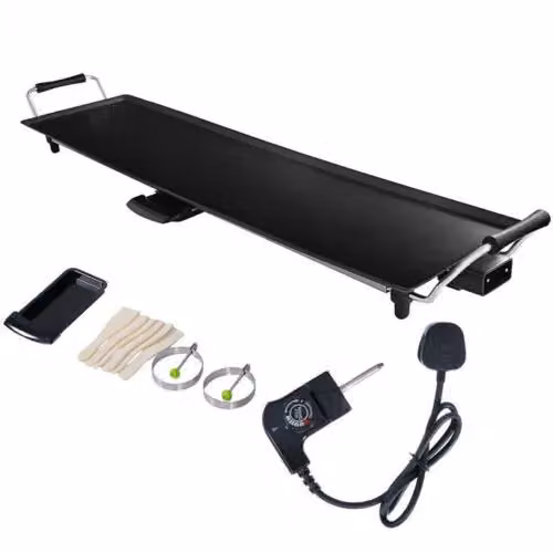 Costway Electric XL Teppanyaki Tabletop Grill with Non-Stick Coating and Adjustable Thermostat, Black, W: 73 cm, D: 23 cm – 5