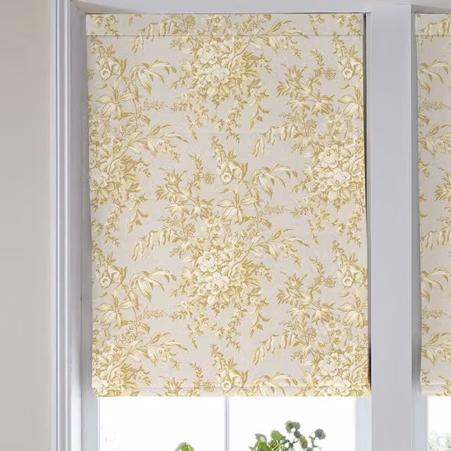 Laura Ashley Picardie Made to Measure Blackout Roman Blind in Gold Floral Design