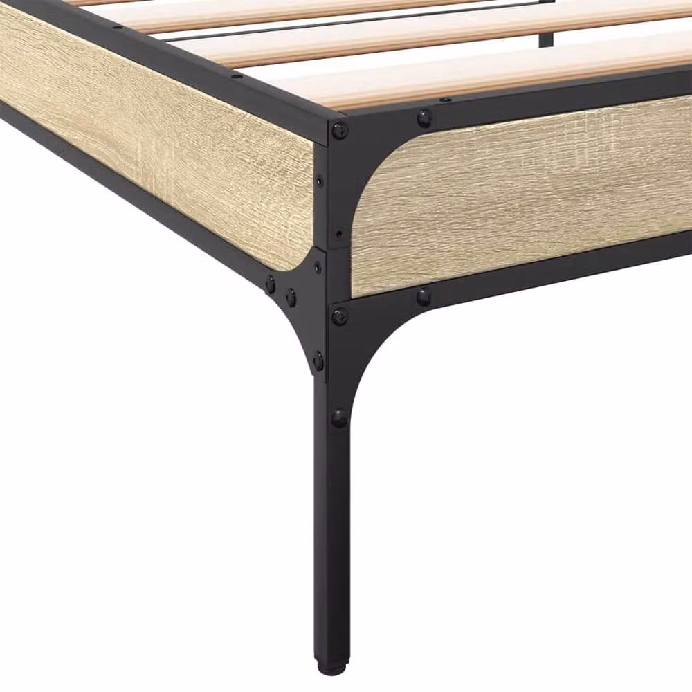 Berkfield Home Sonoma Oak Bed Frame in Light Brown, W: 100 cm, L: 200 cm – 3