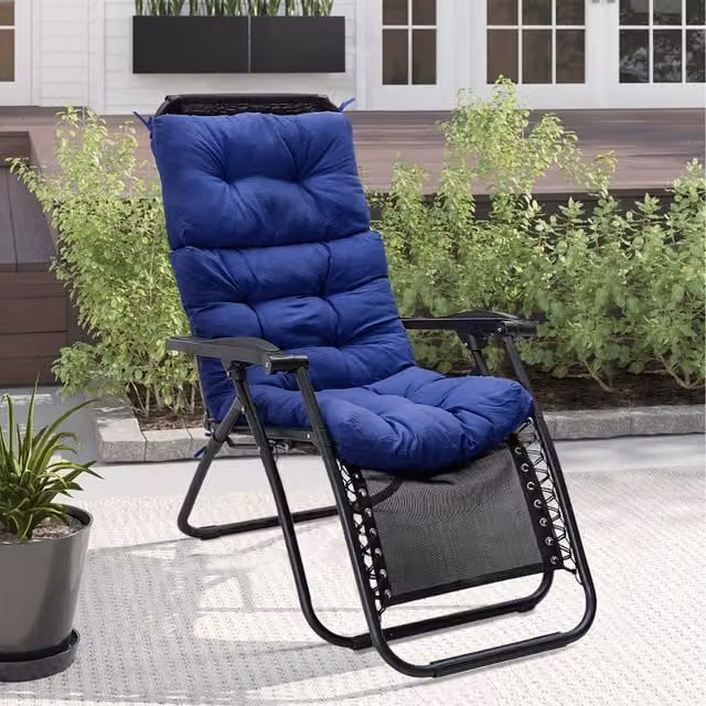 Lifeideas Navy Blue Tri-fold Outdoor Chair Cushion with Non-slip and Washable Polyester Material