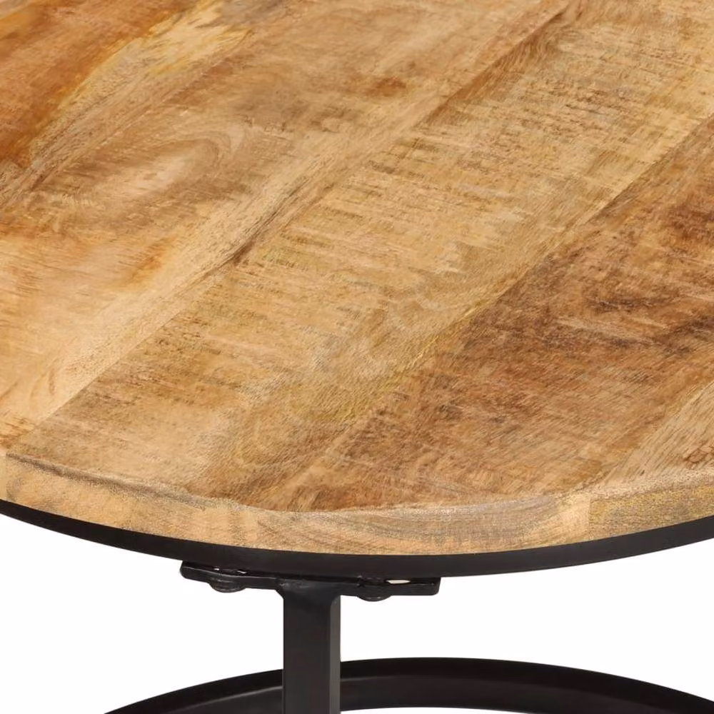 Berkfield Home Set of 3 Round Nesting Tables in Brown Solid Mango Wood – 4