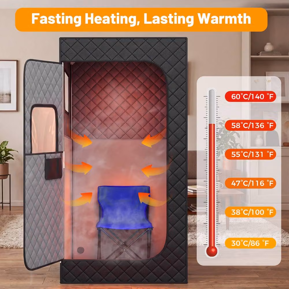Costway Portable Far Infrared Sauna Box Full Body Sauna Tent with Remote Control, Black – 3