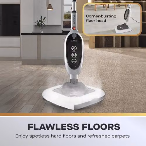 Daewoo 12-in-1 White Steam Mop with Handheld Function, 1300W Corded Multi-Purpose Cleaner for Home, Clothes and Car – 3