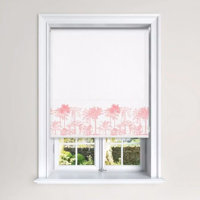 Lister Cartwright OB Jungle Friends Blackout Roller Blinds for Children, Pink and White, W: 60 cm, H: 140 cm