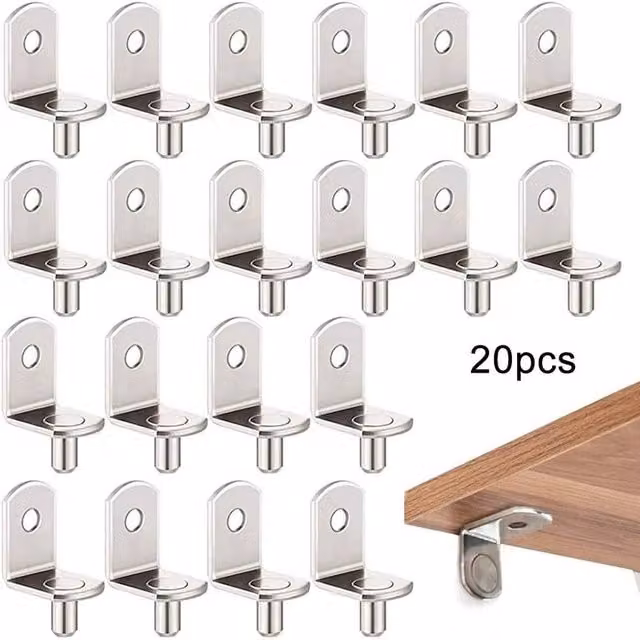 SPETLEK L-Shaped Steel Shelf Support Studs in Silver, 6mm