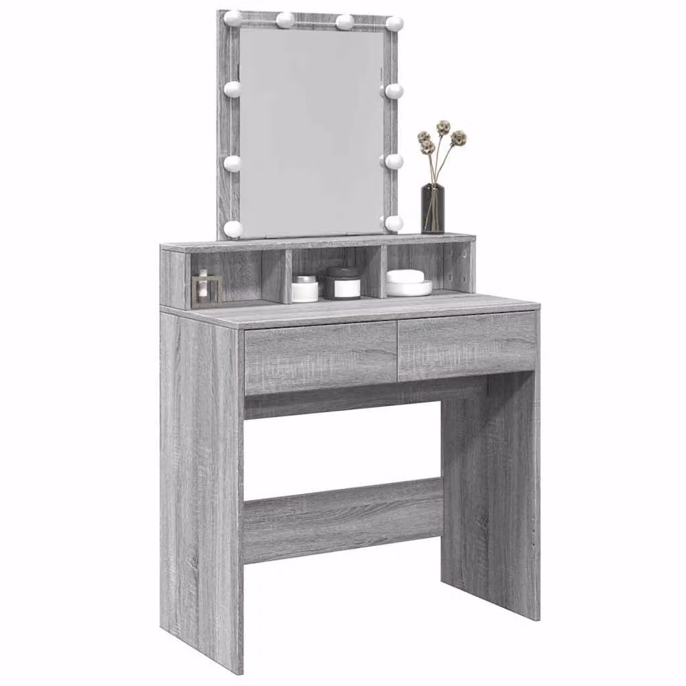 Berkfield Home LED Dressing Table in Grey Sonoma, W: 80 cm, D: 41 cm, H: 144.5 cm – 4