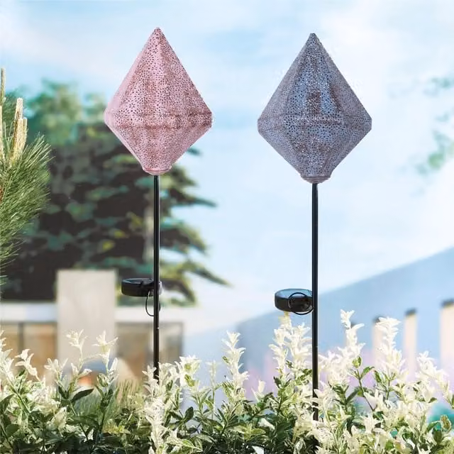 Luxform Moroccan Solar LED Garden Stake Light in Blue and Dark Grey