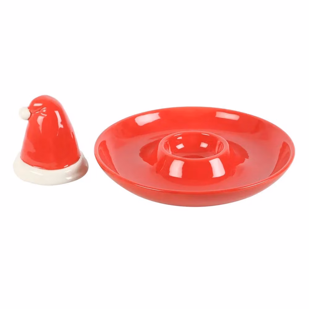 Something Different Red Santa Hat Ceramic Chip and Dip Dish – 2