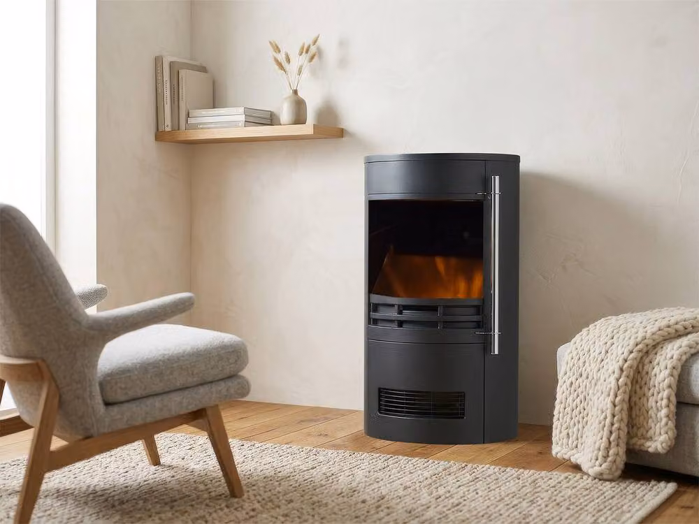 Adam Fires & Fireplaces Sureflame Dunston Round Electric Stove in Black – 2