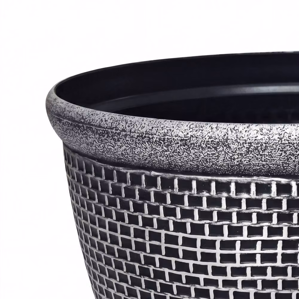Toque 2-Pack Plastic Round Garden Planters with Drainage, Black and Grey, Diameter: 36 cm – 5