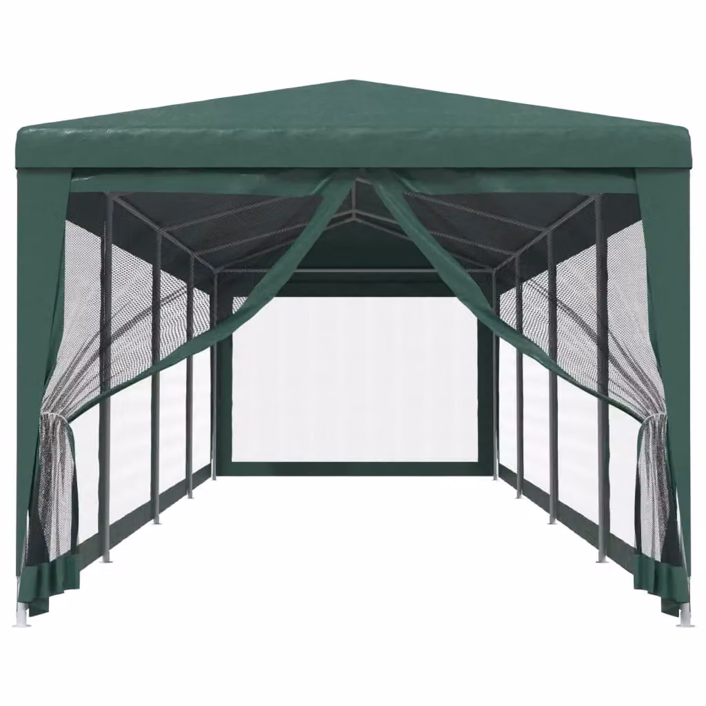 Berkfield Home Party Tent with 10 Mesh Sidewalls, Green, W: 3 m, L: 12 m – 3