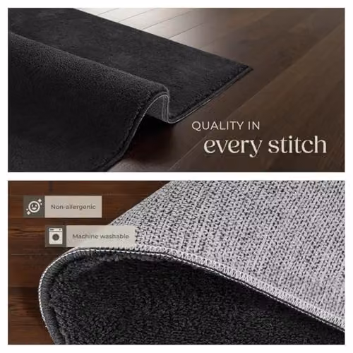 tectake Zonelle Fluffy Rug in Black, Allergy-Friendly and Washable Polyester Short-Pile Carpet, W/D: 200 x 290 cm – 6