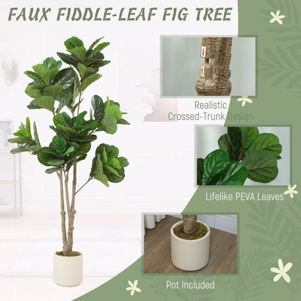 Wyld Haus Pararale Artificial Fiddle Leaf Fig Tree in Green, Height: 180 cm – 4