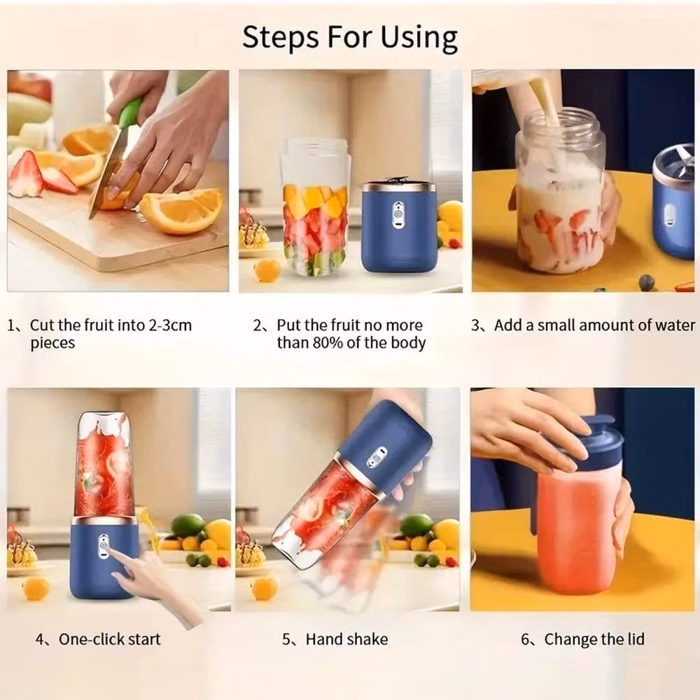 FLAVORA Blue Personal Blender and Smoothie Maker with USB Charging, W/D/H: 19.5 x 15 x 15 cm – 4