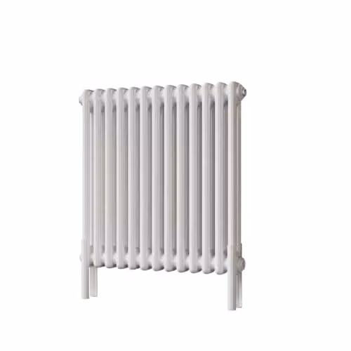 UK Radiators Alpha Traditional Cast-Iron Style 2 Column Horizontal Radiator with Feet, White, H: 60.0 cm, W: 59.2 cm