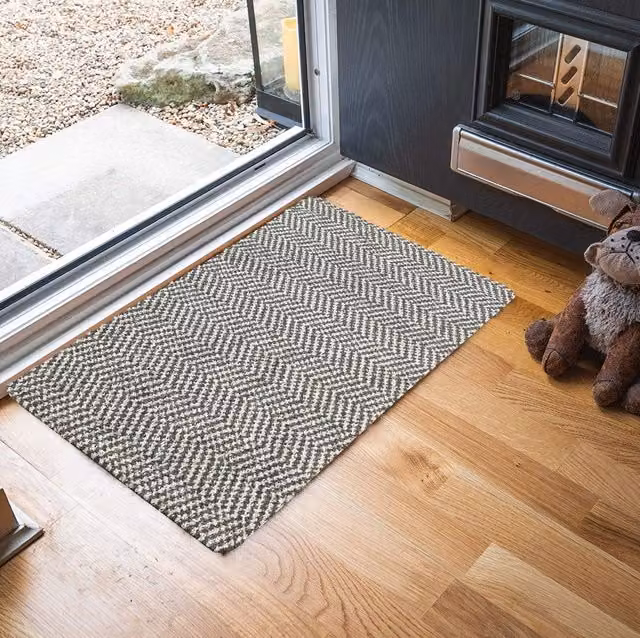 Desire Rugs Non Slip Herringbone Design Silver Polypropylene Door Mat, W: 50 cm, D: 80 cm – 1
