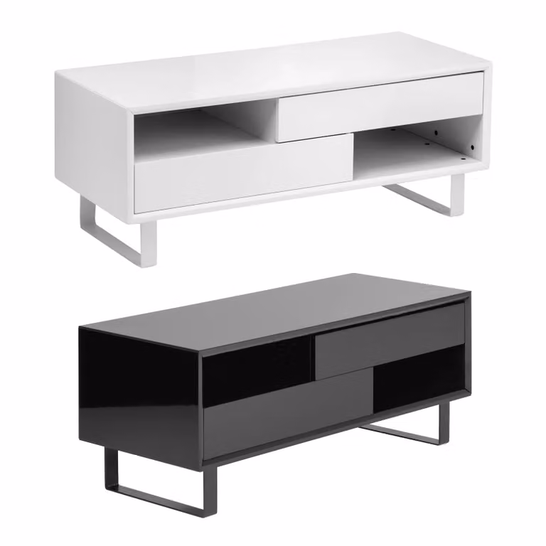 Orsina Glossy Rectangular Coffee Table in Black and White, W/D/H: 120 x 50 x 48 cm